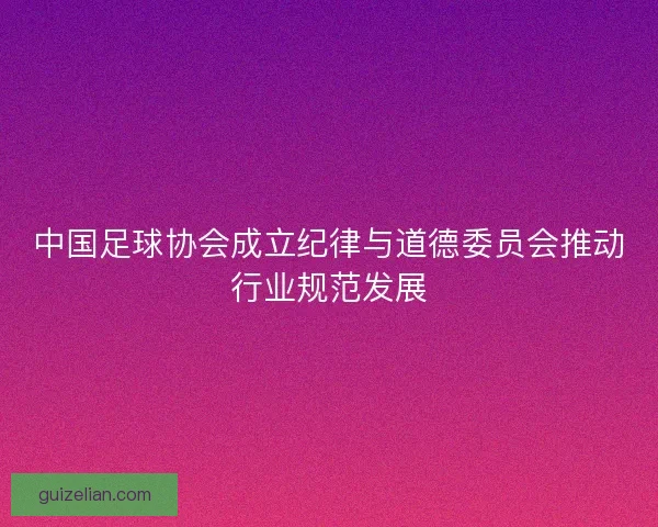 中国足球协会成立纪律与道德委员会推动行业规范发展